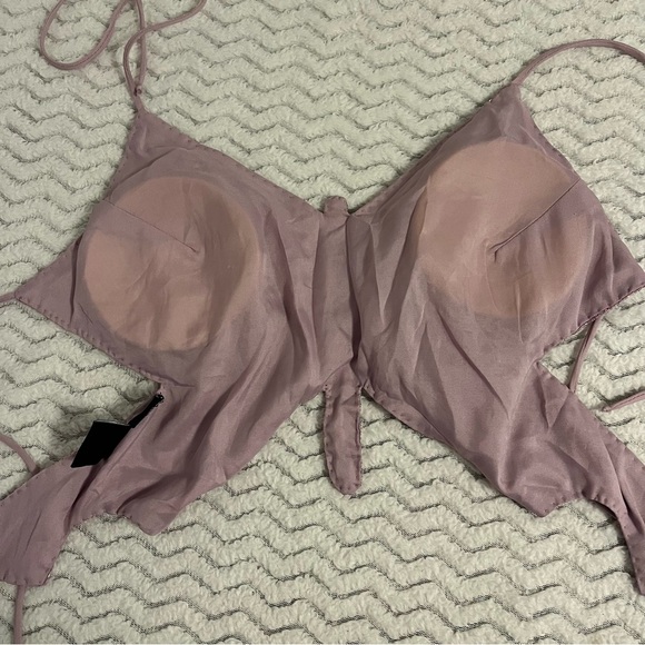 Vintage Rue Twentyone Options Purple Beaded Butterfly Y2K Halter Padded Top Sz M - Picture 5 of 7